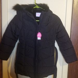 NWT Girls Puffy Fur lined coat